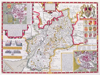 Gloucestershire, graviert von Jodocus Hondius aus John Speed